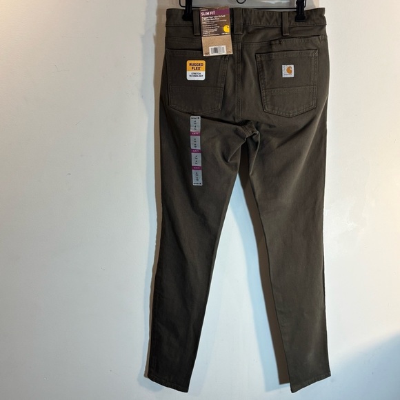 CARHARTT Sz 4T Rugged Flex Slim Fit Pants Jeans Style in Olive Green NEW W/ TAGS - Picture 8 of 11